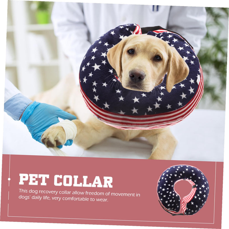 Garneck Inflatable and Comfortable PVC and Fabric Cat Neck Collar for Surgical Recovery with Adjustable Neck Circumference from 15-45cm in Navy Design
