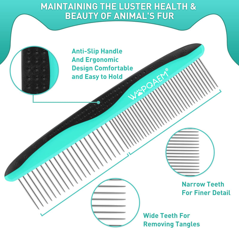 Cat Dog Brush, Self Cleaning Slicker Dog Brush,Pet Comb + Nail Clippers for Shedding & Grooming Any Breed of Pets,Shedding Long & Short Haired Cats & Dogs 3 PCS,Aqua green