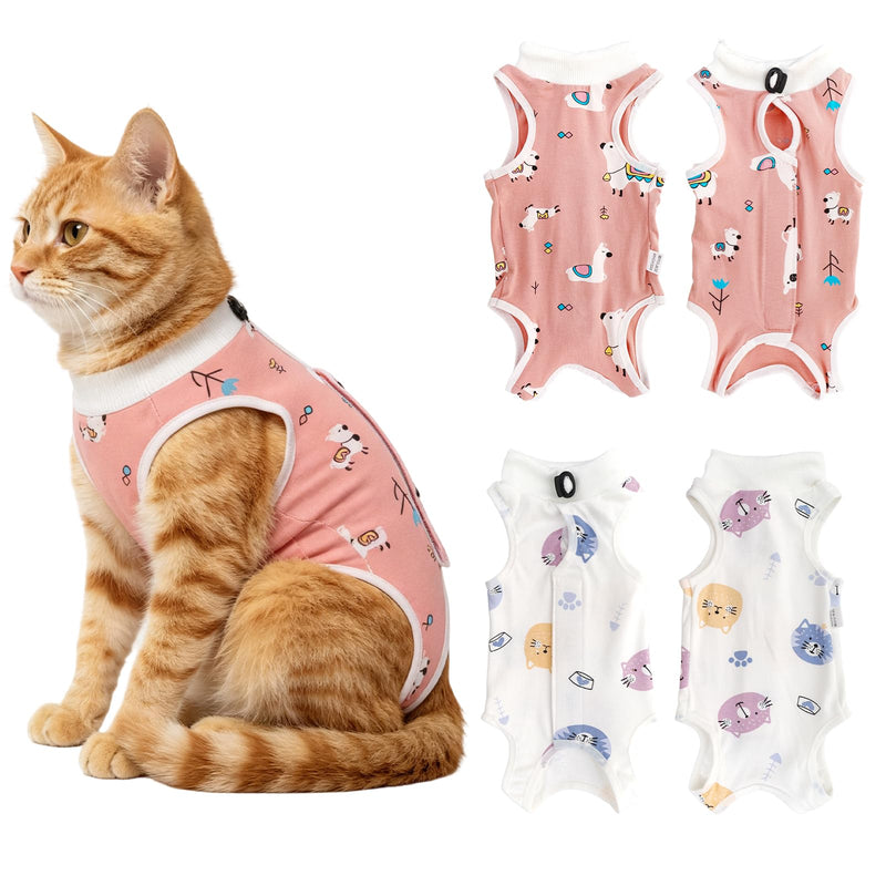 2 Pack Cat Recovery Suit Breathable Cat Onesie for Cats After Surgery Female Kitten Recovery Suit for Spay Abdominal Wounds E-Collar Alternative for Cats Medium