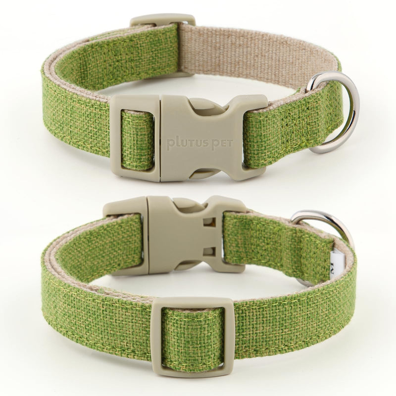 Plutus Pet Cotton Hemp Dog Collar and Leash Set, Adjustable Collar for Small, Medium, and Large Dogs, Heavy Duty and Soft on Skin, Green, XS X-Small - PawsPlanet Australia