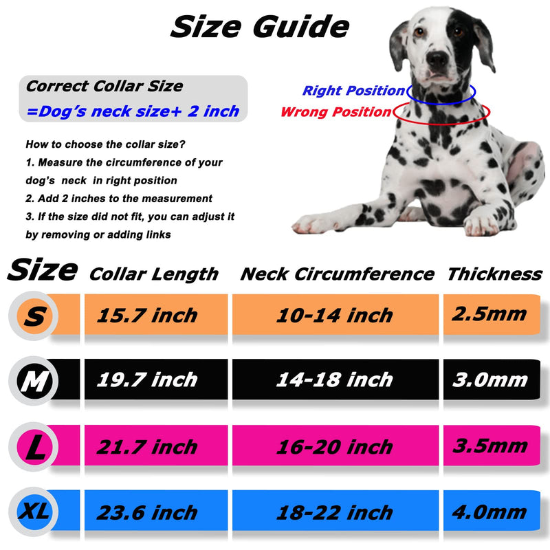 Prong Collar for Dogs, Reflective Covered Dog Spike Pinch Collar, Adjustable Dog Training Collar with Quick Release Buckle for Small Medium Large Dogs (L Size) Large/3.5mm/21.7in/Neck 16-20inch - PawsPlanet Australia