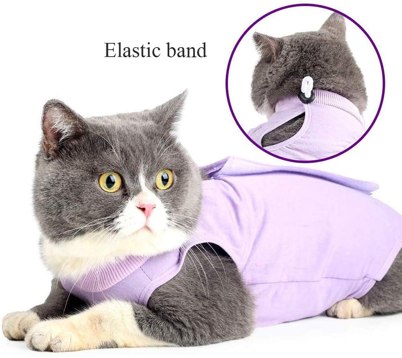 Cat Professional Recovery Suit for Abdominal Wounds and Skin Diseases, E-Collar Alternative for Cats and Dogs, After Surgey Wear Anti Licking, Recommended by Vets（Purple,M Medium (Pack of 1) Purple