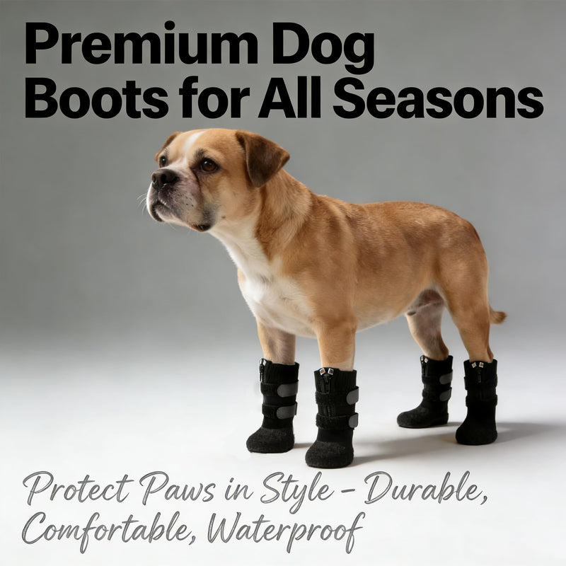 Anti Slip Dog Socks Boots with Zipper,Waterproof Dog Shoes to Prevent Licking Paws,Winter Snow Rain Days/Hot Pavement Protection for Small Medium Large Senior Dogs Black XL - PawsPlanet Australia