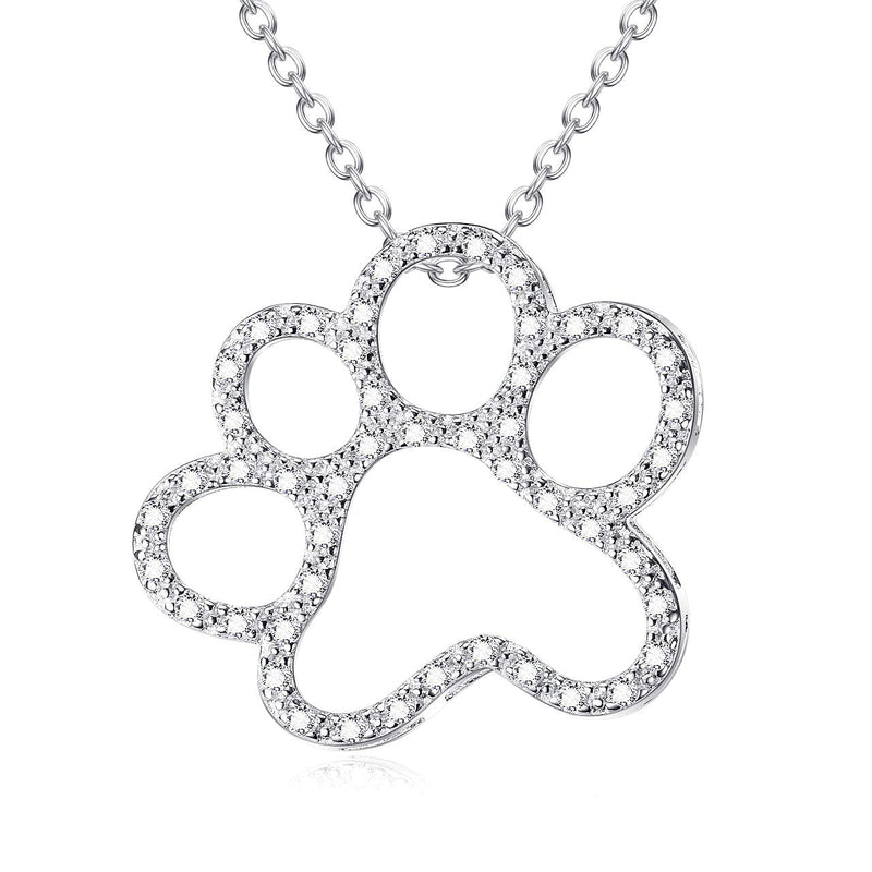 ONEFINITY Paw Print Necklace Sterling Silver Dog Paw Necklace Pet Cat Dog Paw Pendant Jewelry for Women