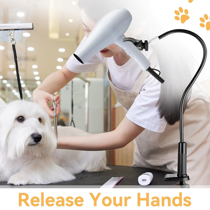 78x8x5.5cm/30.7x3.1x2.2in Dog Hair Dryer Holder, Pets Grooming Table Hair Dryer Holder, 360 Degree Rotating Lazy Blow Dryers Hands Free Stand with Adjustable Clamp for Pet Dog Cat Grooming