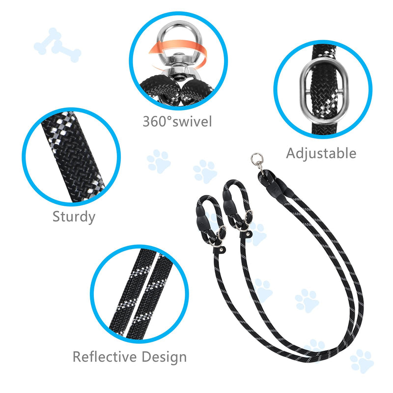 Two Point Control Dog Leash, Works with No Pull Harnesses, No Tangle Dog Training Leashes, Non Pull Padded and Reflective Walking Lead, Converts to Single Leash for Medium Large Dogs - PawsPlanet Australia
