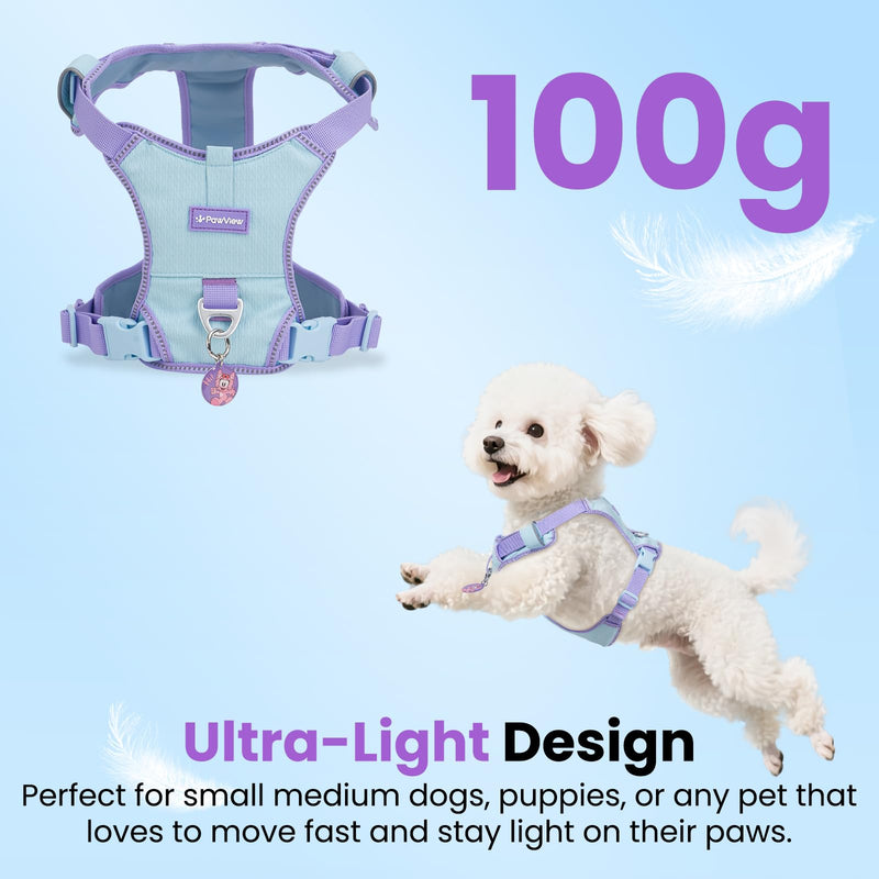 No Pull Dog Harness for Small Dogs & Puppies, Lightweight Escape Proof Adjustable Pet Harness with Front & Back Clip, Reflective Soft Vest with ID Tag, for Running Walking Hiking, Blue Baby Blue XS (Chest:13-18") - PawsPlanet Australia