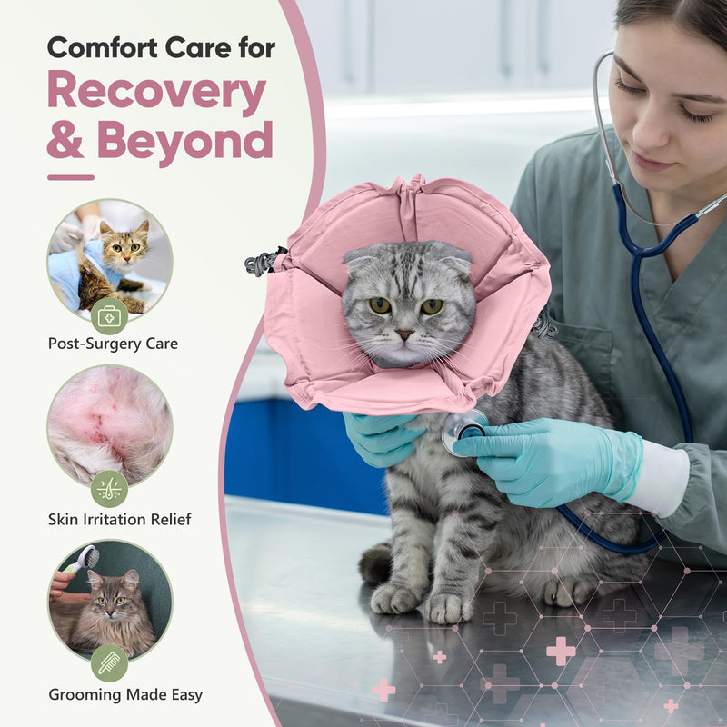Cat Cone Collar Soft, Adjustable Elizabethan Collar for Cats to Stop Licking, Comfortable Lightweight Kitten Cone for Wound Healing and Surgery Recovery,Pink,L Pink L