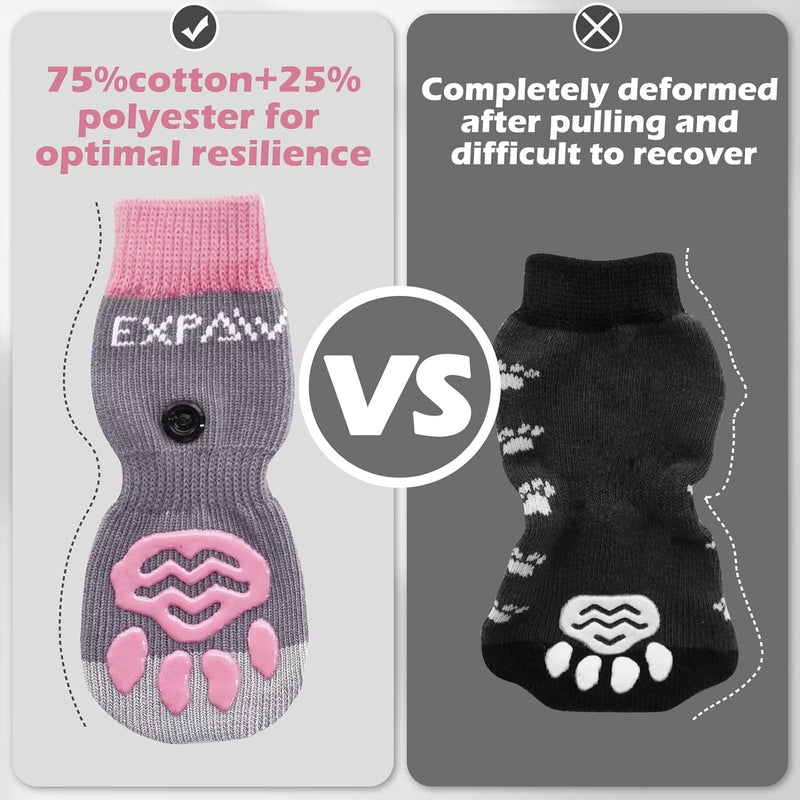 EXPAWLORER 4Pcs Anti-Slip Dog Socks - Double Side Non-Slip Paw Protector for Hardwood Floors,Prevent Licking,Dog Booties,Dog Shoes for Hot/Cold Pavement Small (4 Count) - PawsPlanet Australia