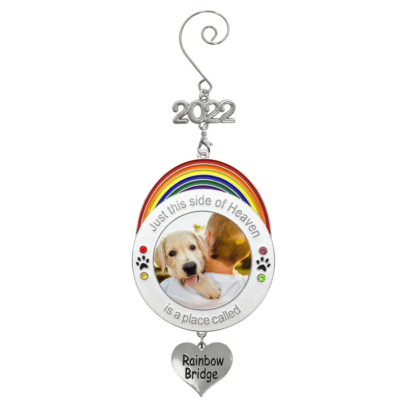 Rainbow Bridge Photo Ornament - 2022 Dated Christmas Picture Ornament Just This Side of Heaven is A Place Called Rainbow Bridge - Memory Keepsake - Pet Memorial - PawsPlanet Australia