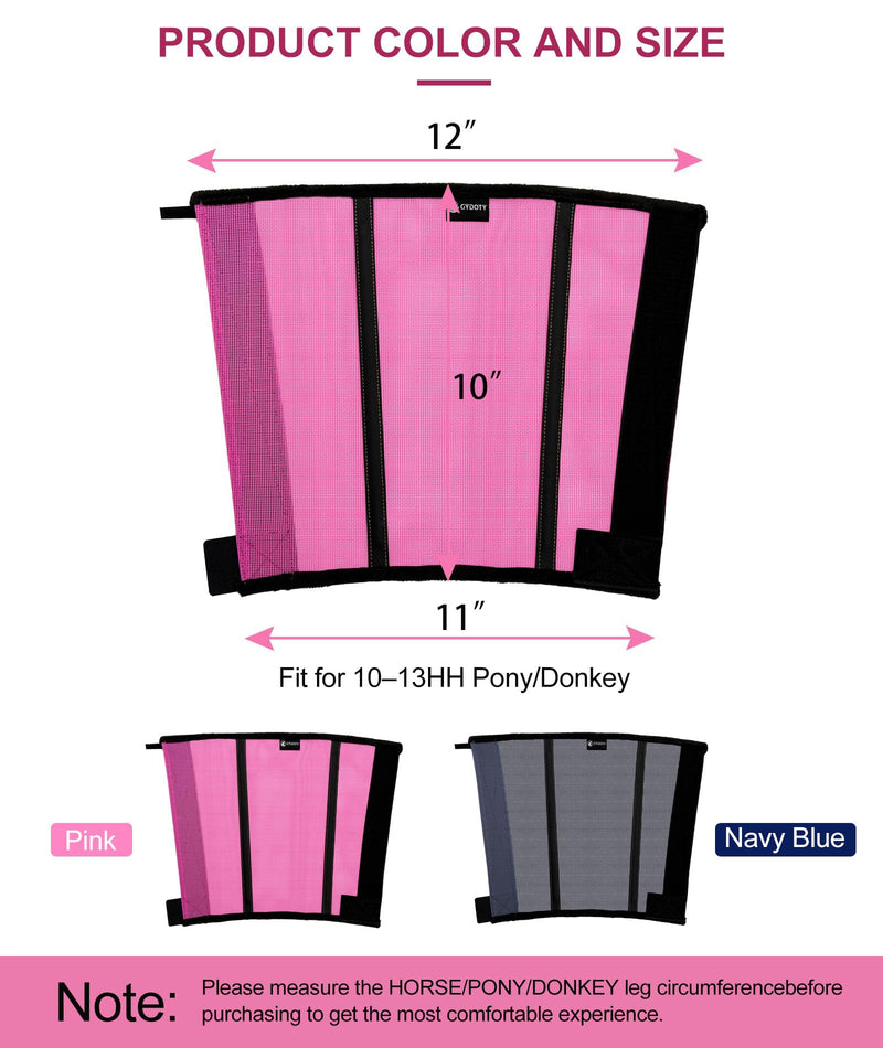Pony/Donkey Fly Boots Set of 4, Breathable Mesh Protectores para Caballos, Indoor & Outdoor UV Protective Leg Boots for Turnout, Lightweight Fly Protection for Horse Legs（Small, Pink small(10~13 HH pony/donkey)
