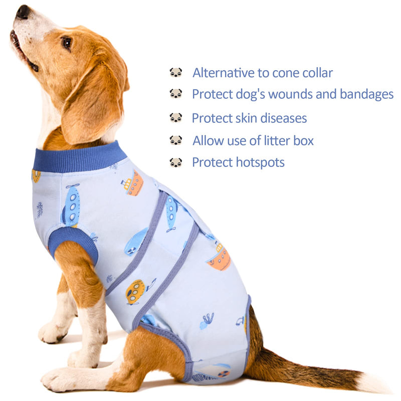 Kuoser Dog Surgery Recovery Suit, Dogs Recovery Suits Female Spay and Male Neuter for Post-Op Care, Soft Dog Onesie Surgery Cone alternative Prevent Licking, Boat XXL