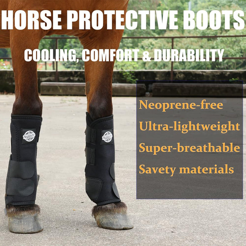 Sports Medicine Horse Boots,Nesfanchu Protective Boot for Horses,Protection & Shock Absorber,Suitable for Jump Training & Trails,2 Pack Breathable Material Design (Black, Large) Black