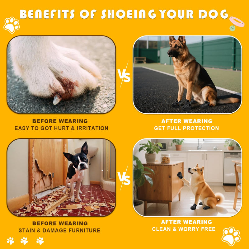 Dog Sandals, Breathable Dog Shoe for Hot Pavement, Anti-Slip & Paw Protectors Pet Shoes for Indoor/Outdoor Walking. Dog Boots for Small, Medium & Large Dogs (Black, 4PCS) Black 1.97"(L)x1.38"(W) - PawsPlanet Australia