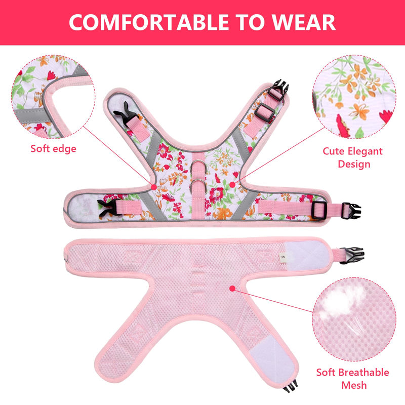 Floral cat Leash and Harness Set. The cat Harness Escape Proof Feature Allows You to Walk You cat, Small Dog or Rabbit Without Worries. This Kitten Harness and Leash is Cute and Trendy - PawsPlanet Australia