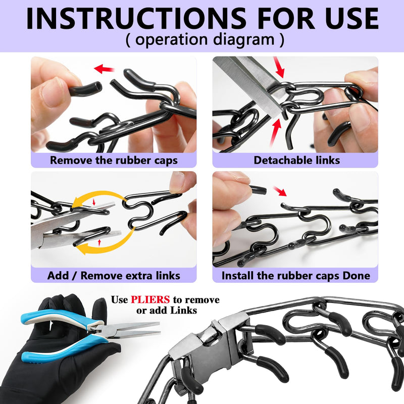 Adjustable Training Collars Anti Pull Dog Collar for Large Dogs 304 Stainless Steels Dog Collar with Quick Release Buckle and Comfort Rubber Tips(Black,XL-28inch) XL-28inch(For 24"-27" Neck) Black - PawsPlanet Australia