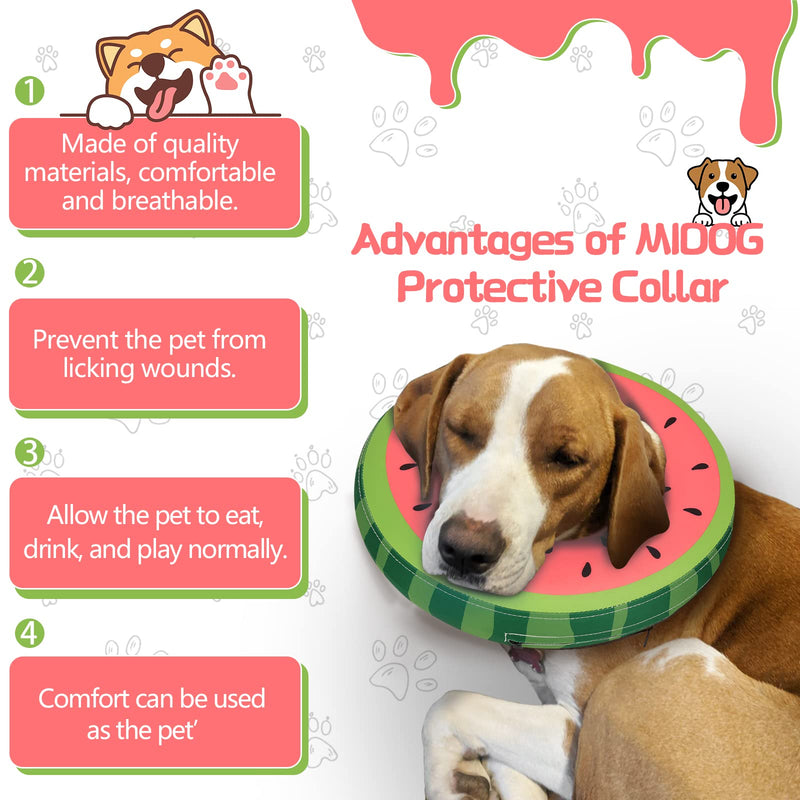 Dog Cone Collar for Small Medium Large Dogs for After Surgery, Pet Inflatable Neck Donut Collar Soft Protective Recovery Cone for Dogs and Cats - Alternative E Collar Does not Block Vision - Red,M Watermelon M-Neck:11"-14"