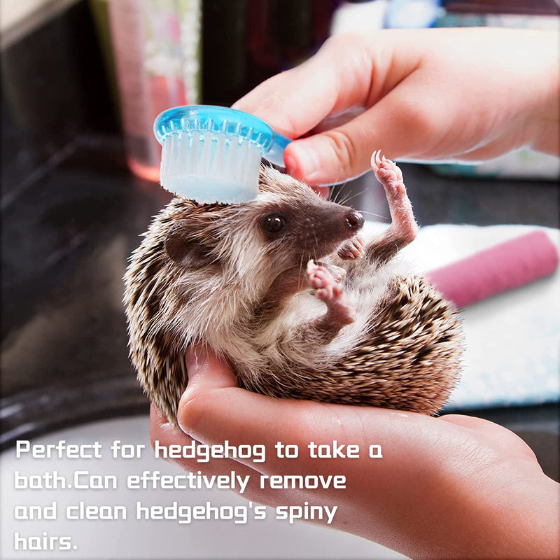 3 Pack Small Animal Grooming Brush - Hair Brush with Lid Soft Cleansing Bristles for Hamster Guinea Pig Rabbit Chinchilla Ferret Massage Combs Cleaning Supplies (3 Pack, White+Purple+Blue) 3 Pack