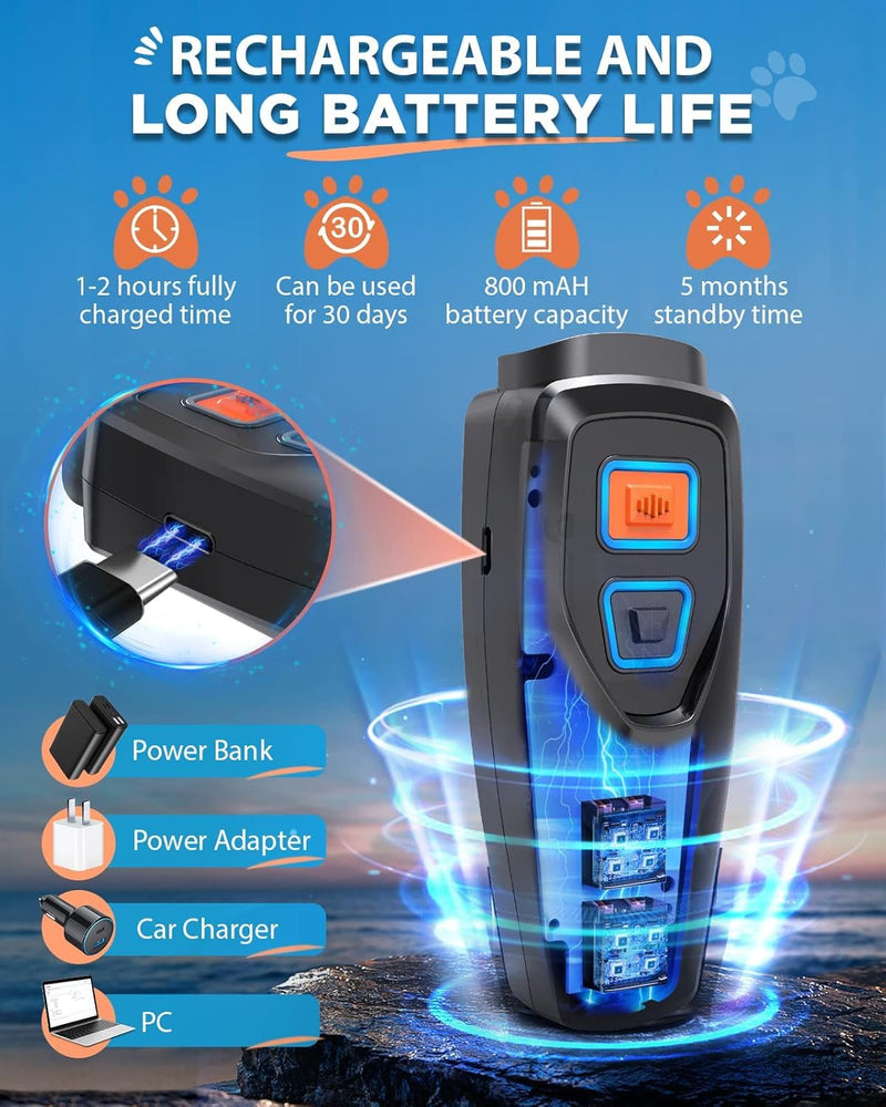 Dog Bark Deterrent Device, Ultrasonic Dog Trainer with 3 Modes, 50ft Range Anti Barking Device, Stops Unwanted Barking & Improves Dog Behavior, Dog WhistleSafe for Indoor Outdoor Use(Black)
