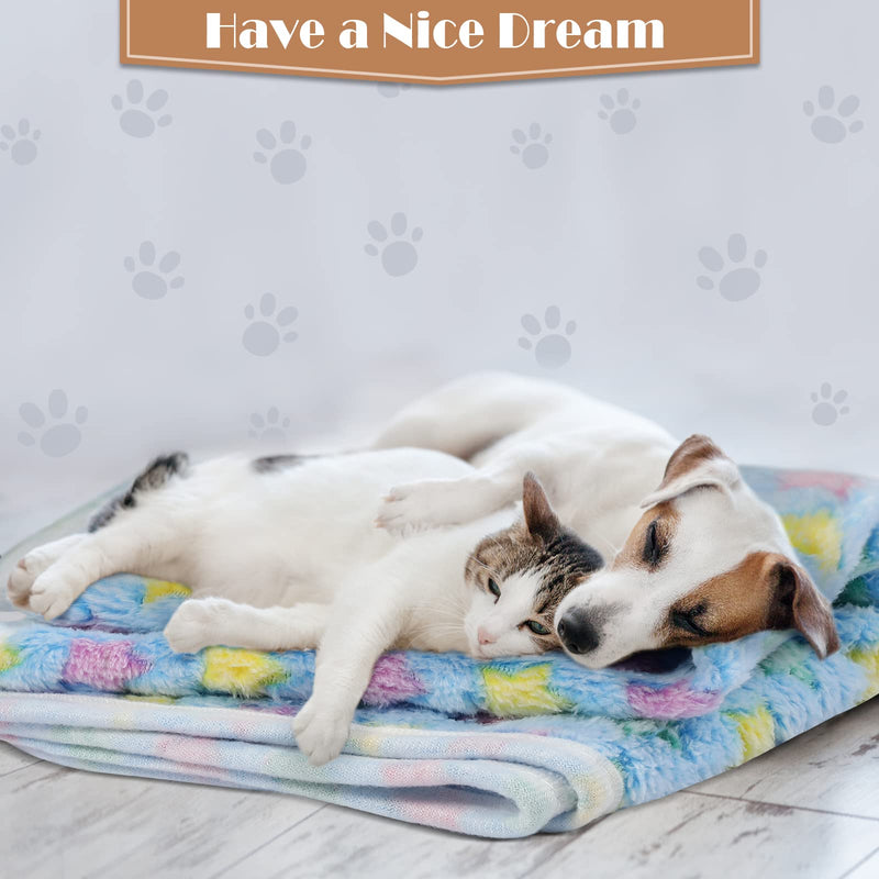 Tatuo 12 Pieces 16 x 24 Inch Dog Blanket Super Soft Warm Cat Sleep Mat Pet Kitten Doggy Fluffy Fleece Blankets with Cute Dog Paw Bone Star Elephant Patterns Printed Fluffy Blanket for Small Cat Puppy - PawsPlanet Australia