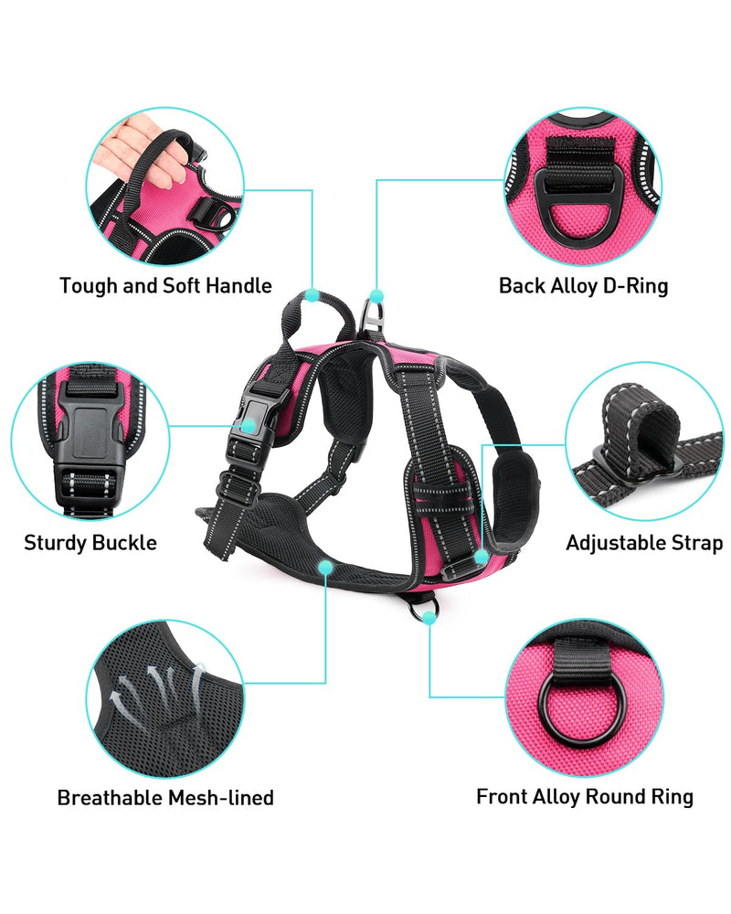 Joytale Dog Harness (Chest: 17-34"), Dog Collar and 6FT x 1" Wide Dog Leash Set, Reflective Padded Nylon Collar and Leash, Adjustable Soft Harness with Handle for Dogs - PawsPlanet Australia