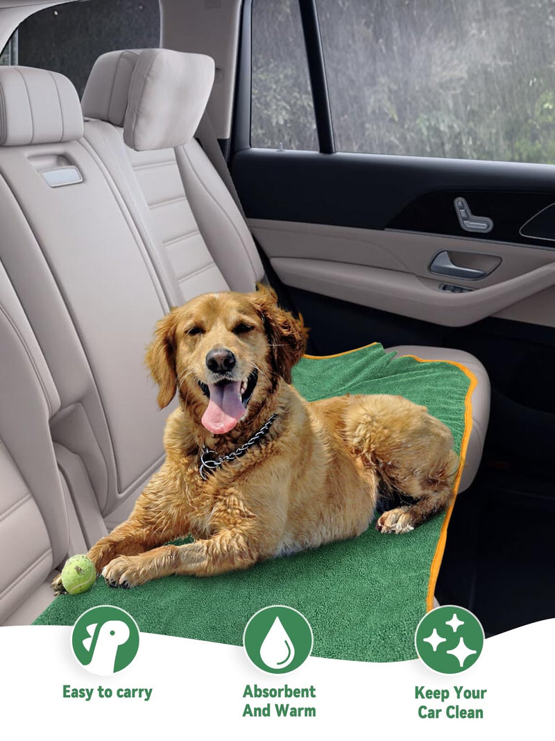 JOLOVE Dog Drying Coat Super Absorbent Dog Towels for Drying Dogs for After Bath Soft Dog Drying Towel Adjustable Dog Bathrobe for Bath, Swim, Wet Walk (Green Dinosaur, L) Green Dinosaur - PawsPlanet Australia