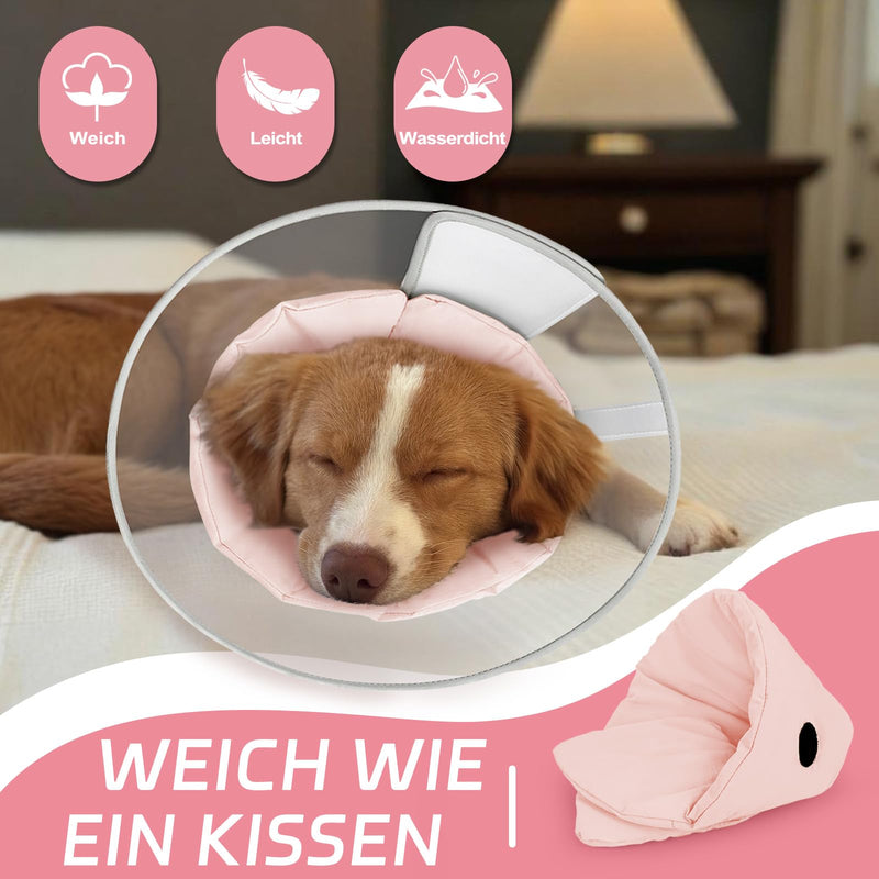 Supet Dog Collar to Prevent Licking with Soft Pad, Clear Elizabeth Recovery Cervical Collar After Surgery, Alternative Head Frill for Large, Medium and Small Dogs (Pink, 2XL)