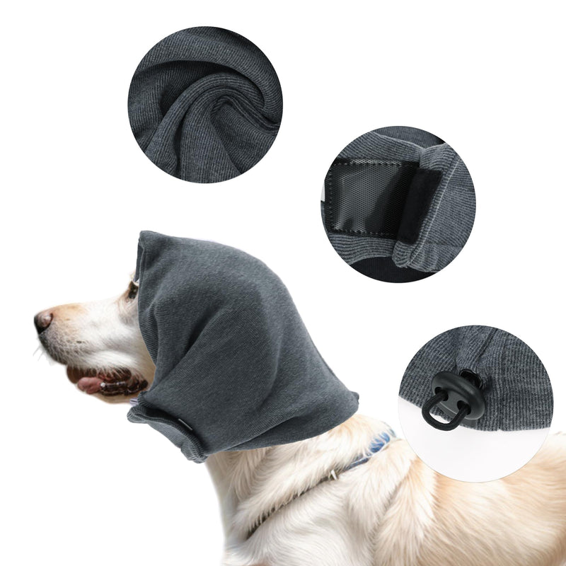 Adjustable Calming Headband for Dogs with Magic Bands, Calming Hood for Dogs Against Anxiety, Keeps them Warm, Ear Protection Grey M | Grau, M, Polyester, Mit Magischen Bändern, Gegen Angstzustände, Hält Warm, Sanfter Druck, Bei Fellpflege, Reisen, Lärm