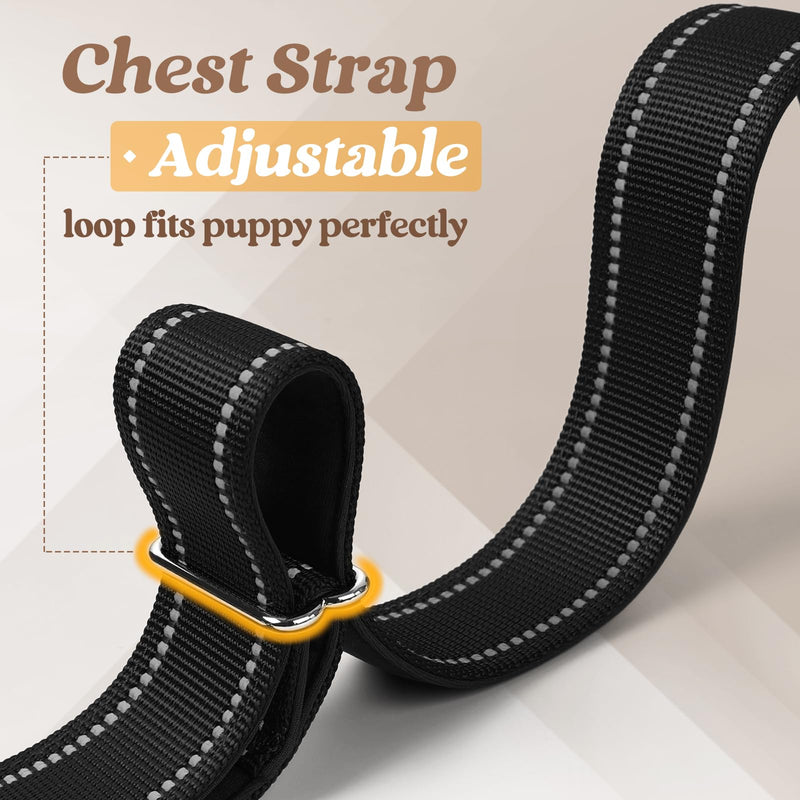 rabbitgoo Dog Harness No Pull, Quick Fit for Small Dogs with Soft Padded Handle, Chest Adjustable Reflective Pet Vest, No Choke Escape Proof for Walking Training, Black S - PawsPlanet Australia