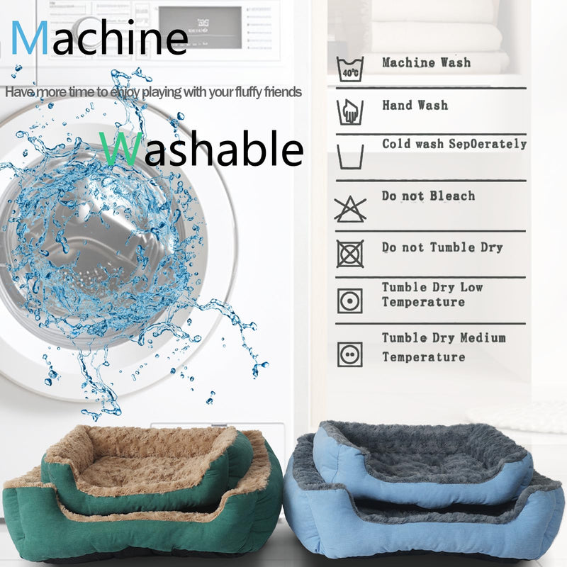Doggie Beds for Small Dogs Washable Rectangle Kitten Beds for Indoor Kittens 18"X14",Small Size Kitty Calming Sofa Extra Cozy Anxiety Pet Sherpa Cat Bed Anti Slip Plush Couch for Puppy,Blue 18"L x 14"W x 4"Th Blue - PawsPlanet Australia