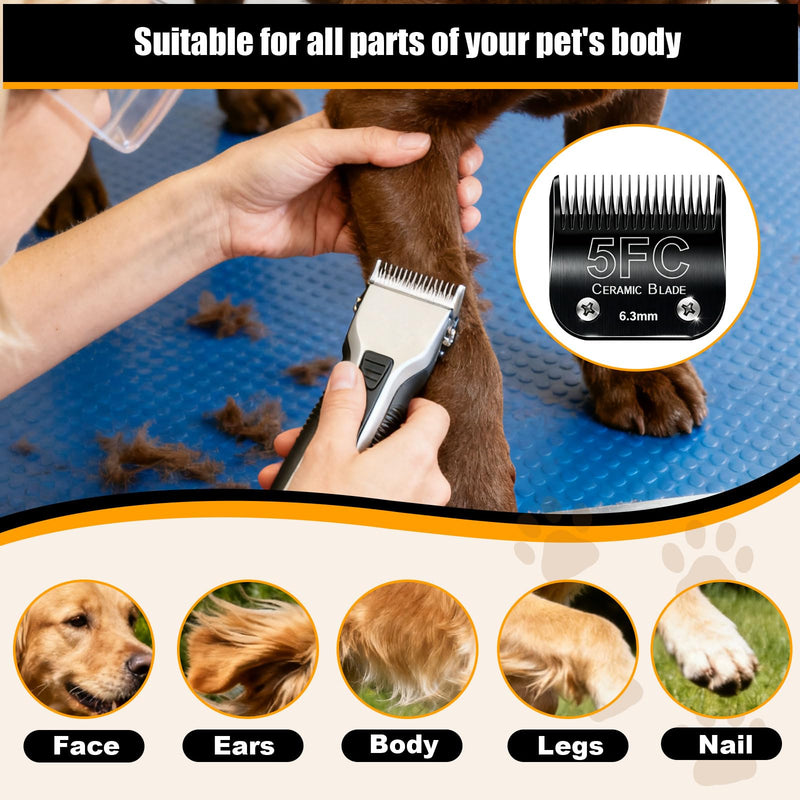 Dog Grooming Clipper Blades Replacement Compatible with Andis Dog Clippers,Most OsterA5, Wahl KM Series Pet Clippers (Black(5FC)) Black(5FC)