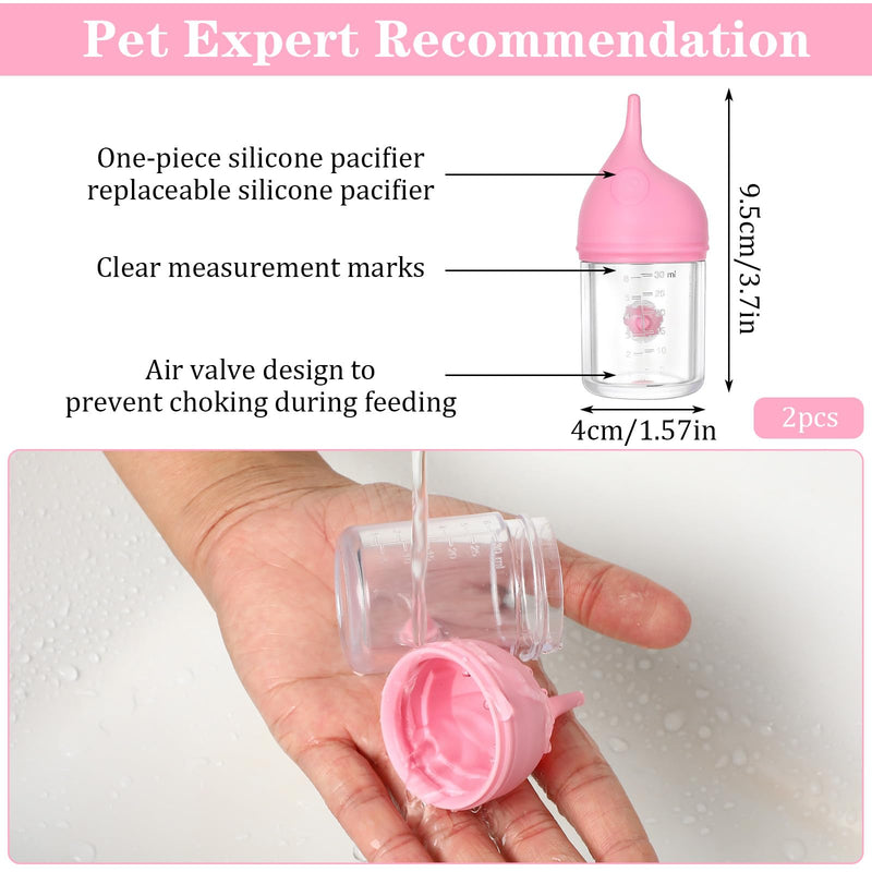 2 Pcs Puppy Bottles for Nursing Animal Feeding Bottles Reusable Pet Feeder Bottle Anti-Choking Design Puppy Bottle Silicone Kitten Feedings Kit for Newborn Kitten Puppies Small Animals - PawsPlanet Australia