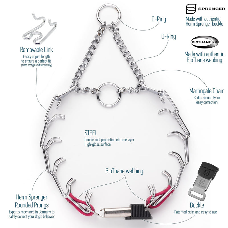 Herm Sprenger Chrome Plated Steel Dog Collar with Quick Release ClicLock Buckle O-Ring Biothane Insert Training Collar Made in Germany (Passionfruit Pink, 16in x 2.25mm(Neck Size up to 13-14in)) Passionfruit Pink 16in x 2.25mm(neck size up to 13-14in) - PawsPlanet Australia