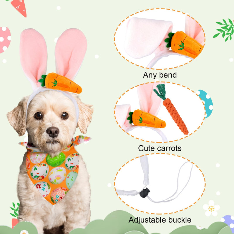 Easter Dog Costume, Easter Dog Bandana Dog Bunny Ears Headband Carrot Dog Chew Toy Dog Easter Outfit Easter Puppy Toy for Holiday Party Cosplay - PawsPlanet Australia