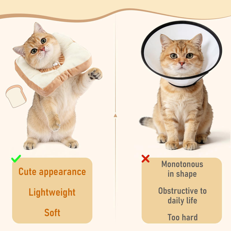 Toast Cat Recovery Cone, Adjustable Pet Elizabethan Collar for Cats &Puppy, Soft Cone for Cats After Surgery to Stop Licking, Cat Neck Pillow for Sleeping, Easy to Clean (Yellow, L) Yellow