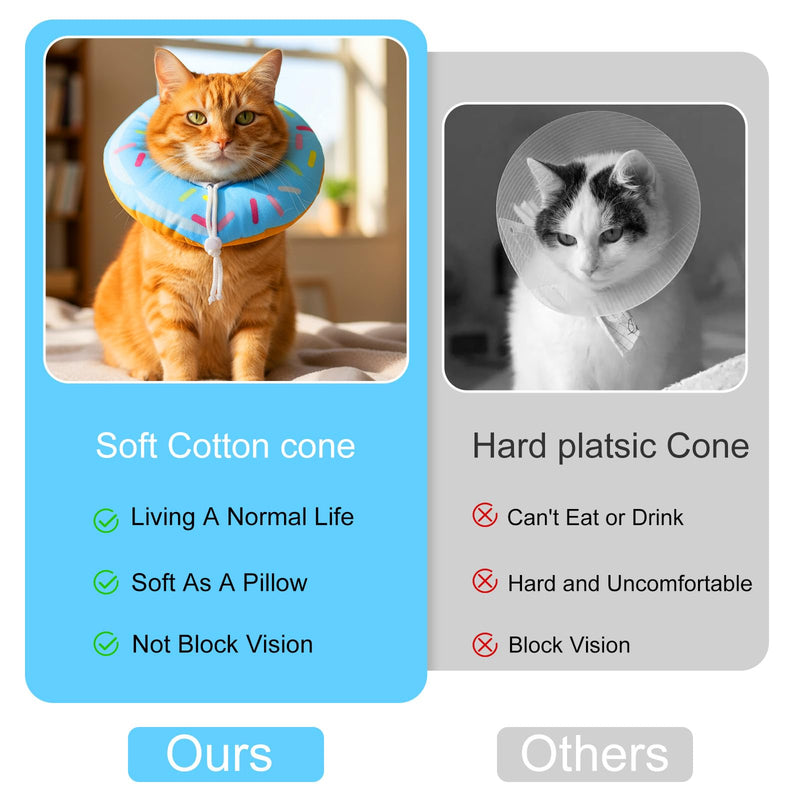 Cat Cone Collar Adjustable Cat Recovery Collar Soft Cone Cute Cats Collars After Surgery Kitten Recovery Cones to Stop Licking Pet Elizabethan Collars for Cats Kittens and Puppies（Blue） blue