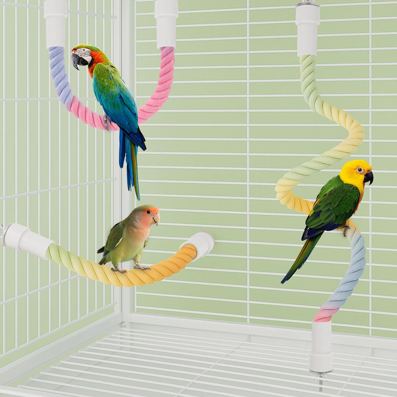 4Pcs Rope Perches for Bird Cages, Bendable Climbing Rope Cage Accessory Toy, Perfect for Parrots Cockatiels & Budgies, BirdToys, Swings & Ladders for Medium Birds Gradient 4PCS - PawsPlanet Australia