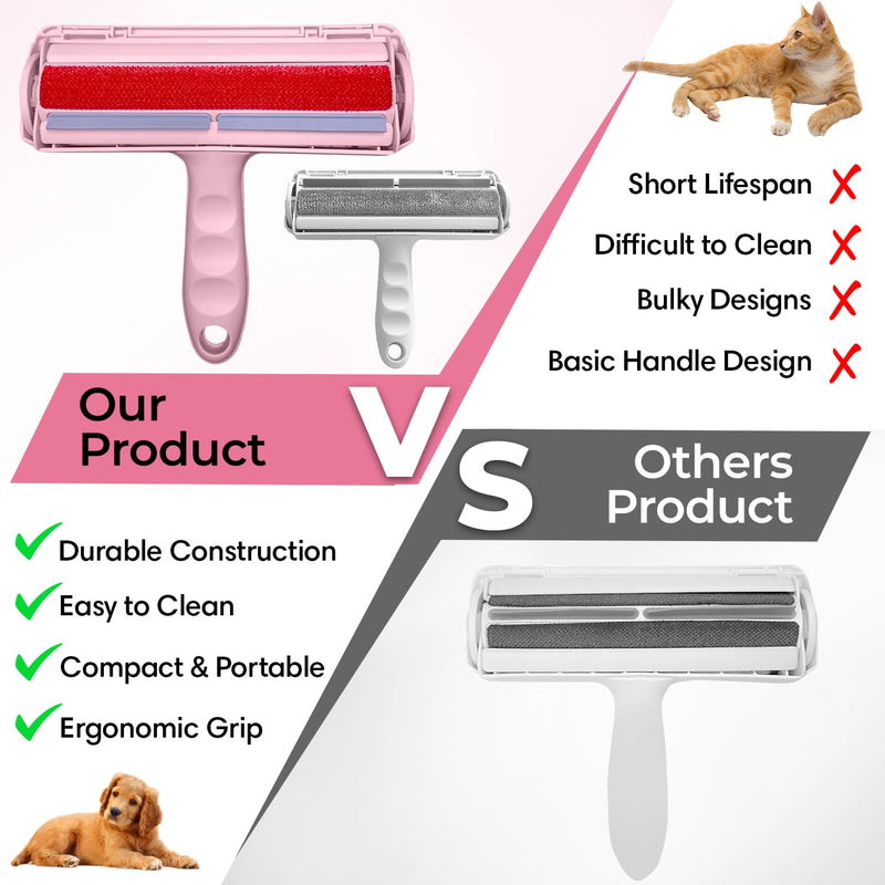 Extra Sticky Lint Roller for Pet Hair Removal – Ideal for Dogs & Cats | Effective Pet Supplies & Grooming Tools | Cat and Dog Hair Remover for Couch & Furniture | Travel Size Lint Roller Pink - PawsPlanet Australia