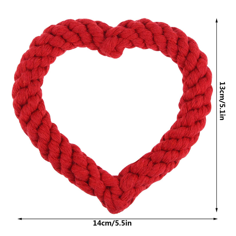 2 PCS Dog Chew Toys Heart Shaped Rope for Valentine's Day Pets Cotton Chewing Supplies Pink & Red 5.5Inch - PawsPlanet Australia