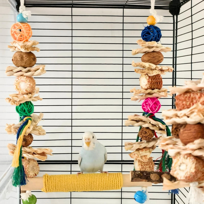 Bird Swings Toys for Parakeets Parrot,Natural Bird Perch Cage Hanging Chew Toys for Conures Budgerigars Finches Parrots Lovebirds and Small Medium Birds - PawsPlanet Australia