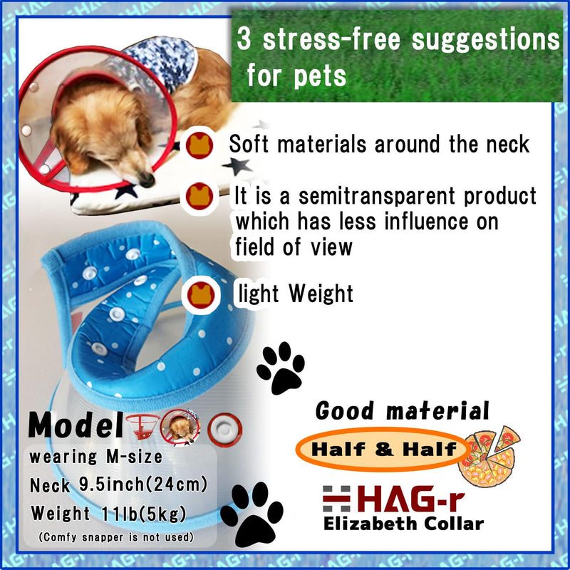 Loosen Pochi Small Dog Cone with Supporters, Soft Cat Cone Elizabethan Collar, Recovery Collar After Surgery, Half and Half(Loosen Pochi Set Blue, L) Loosen Pochi set Blue-L - PawsPlanet Australia