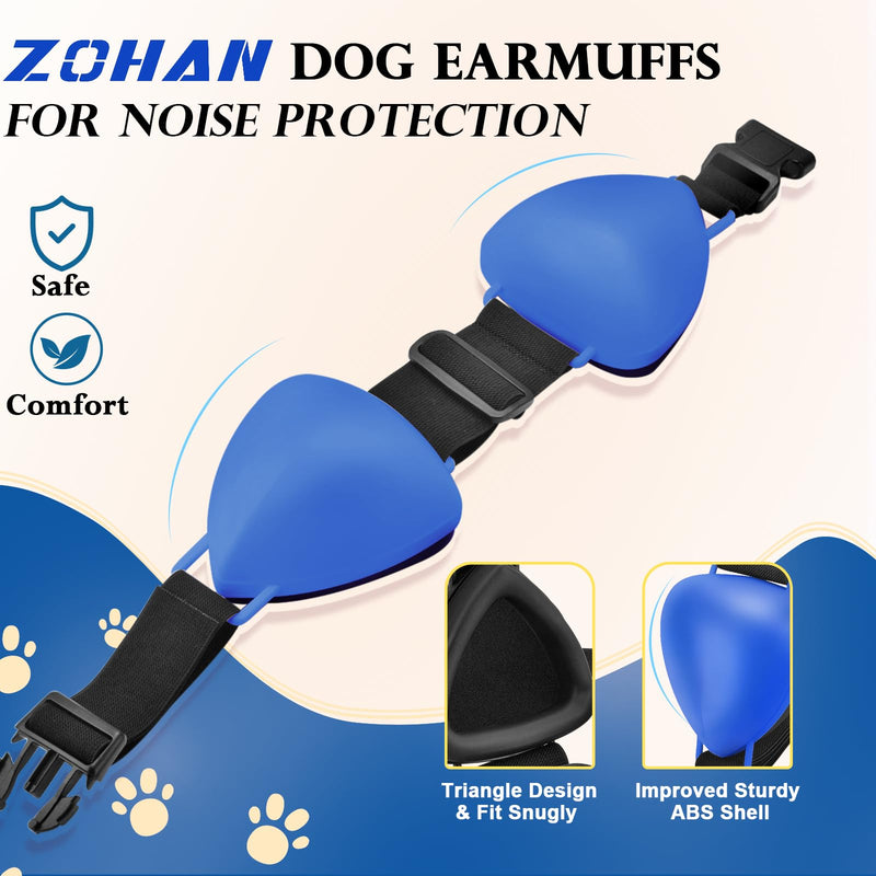 ZOHAN Dog Ear Muffs for Noise Protection, Comfort Dog Noise Cancelling Ear Muffs with Fast Snap Lock for Fireworks, Thunder, Vacuums Blue-s - PawsPlanet Australia