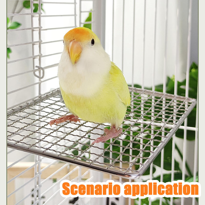 Bird Perches Platform,Stainless Steel Shelves for Bird Cage,Parrot Platform Perches for Birds-Safe Bird Shelf Stand for Cage Accessories,Suitable for Small to Large Birds(Rectangle) - PawsPlanet Australia