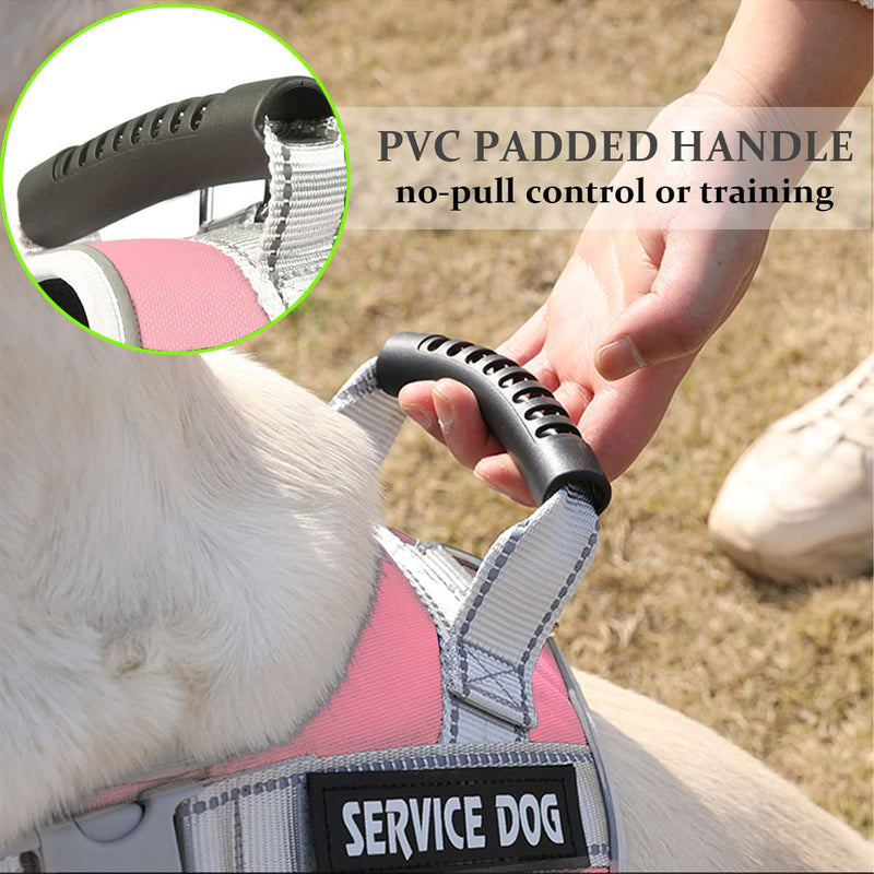 Dogmify Service Dog Vest,No Pull in Training Service Dog Harness and 5FT Dog Leash Set, Adjustable 3M Reflective Nylon Pet Dog Vest with Handle,Easy Control for Small Medium Large Dogs Small (Pack of 1) Pink - PawsPlanet Australia