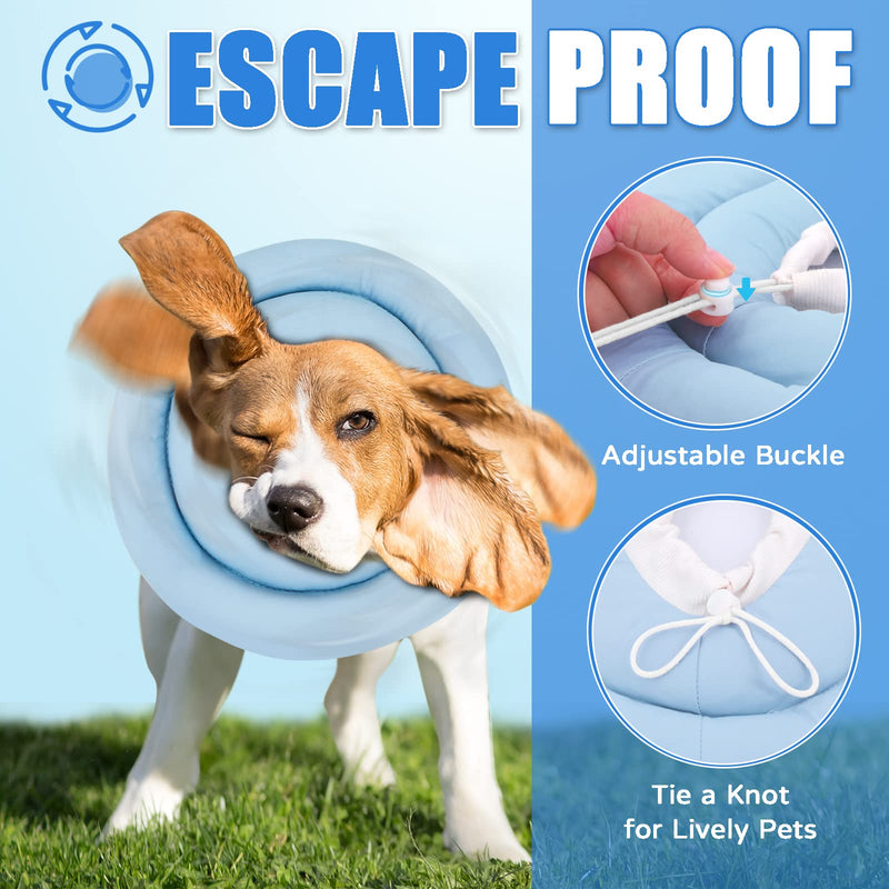 Soft Dog Cone for Small Medium Dogs and Cats, Adjustable Dog Cone Alternative After Surgery, Water Resistant Pet Recovery Cone Collar for Large Dogs to Stop Licking Wounds L(Neck Girth:7.5"-11") Blue - PawsPlanet Australia