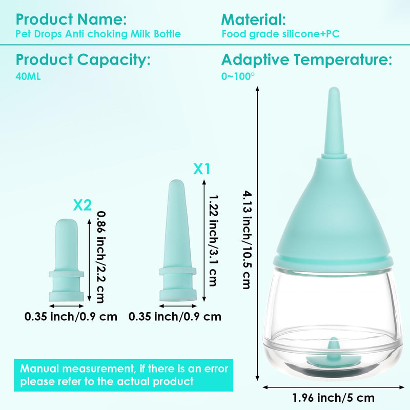 Puppy Nursing Bottles Kitten Milk Bottles Feeding Anti Choking Puppy Feeder Accessories with 3pcs Replaceable Reusable Silicone Nipples for Newborn Pets Small Animals (Blue) - PawsPlanet Australia