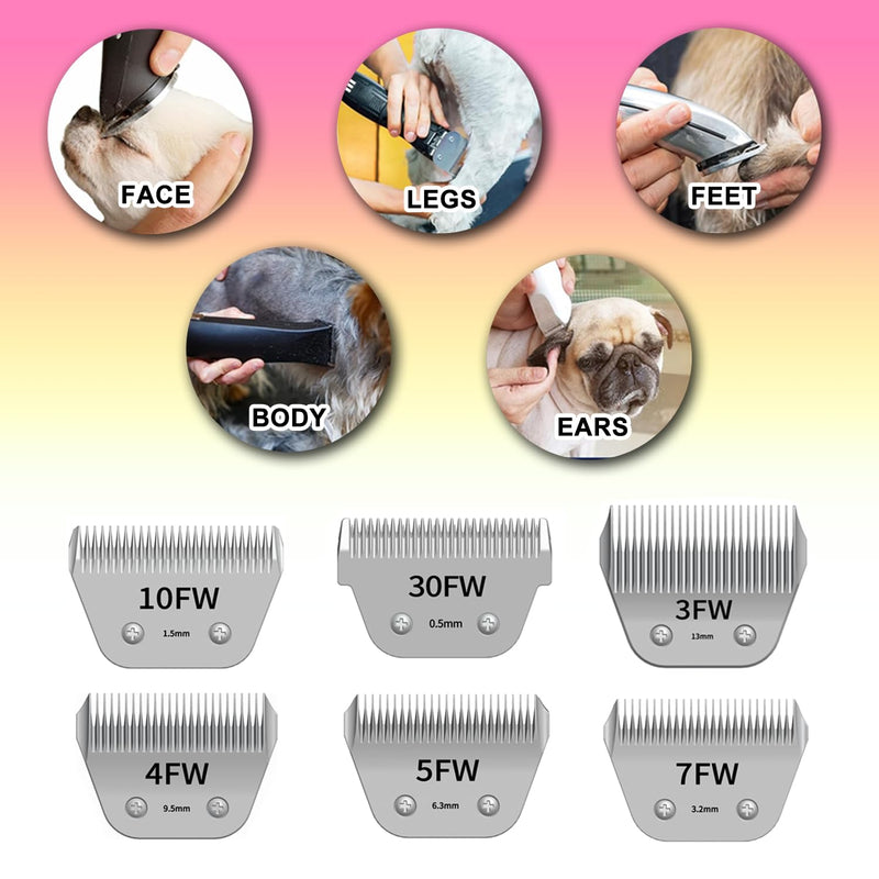 TRAH 5FW Detachable Pet Grooming Blades Dog Grooming Wide Blade Compatible with Andis Dog Clippers,Most A5, KM Series Clippers,Detachable Ceramic Blade,Size-5FW, 1/4-Inch Cut Length (6.3mm) 5FW 6.3mm