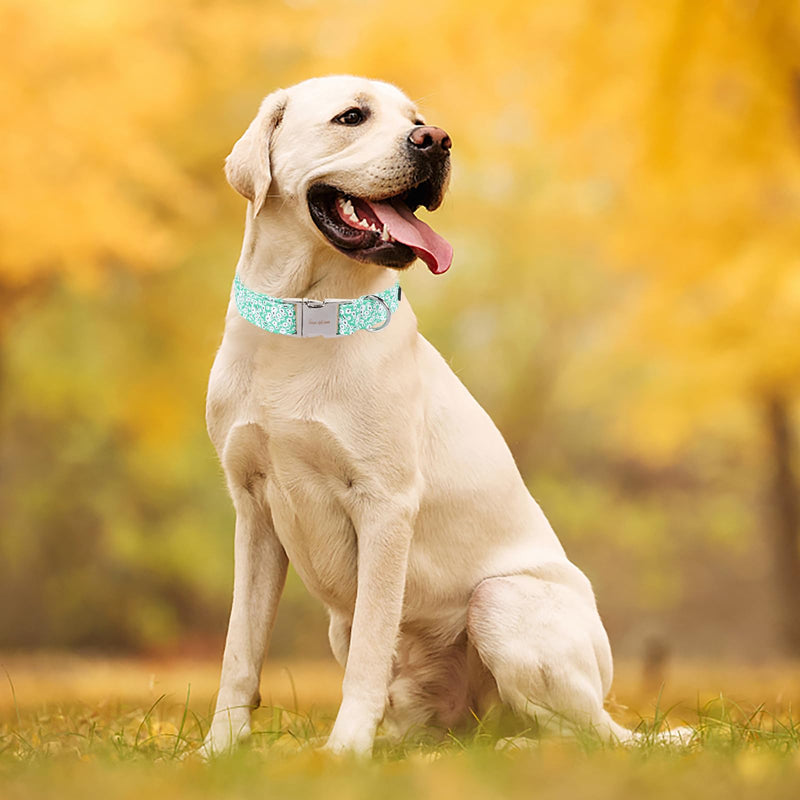 Unique style paws Summer Dog Collar Puppy Collars Harnesses & Leads For Dogs Uk Soft Adjustable Green White Flowers Comfortable Collars Pet Gift For Small Medium Large Dogs XL White Flower