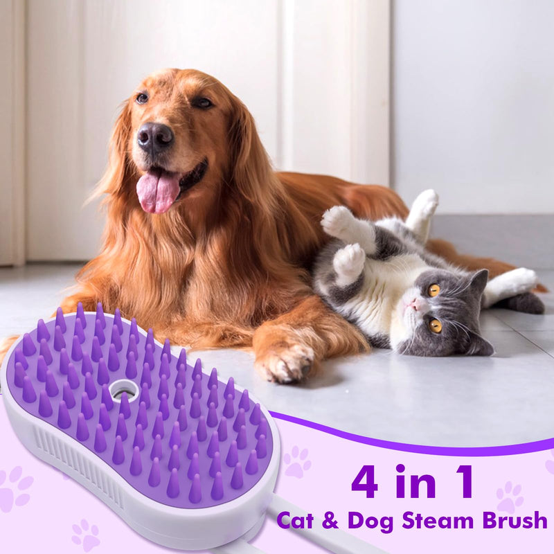 4-In-1 Cloud Care Cat Brush Brush for Shedding, Pet Steam Brushs for Indoor Long and Short Hair Cats and Dogs, Anti-Static, Massage, Cleaning, Shedding & Combing All In One - PawsPlanet Australia