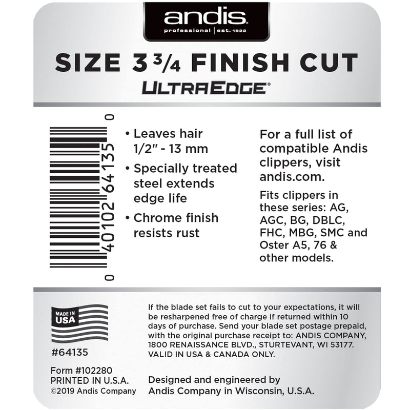 Andis Carbon-Infused Steel UltraEdge Dog Clipper Blade, Size-3-3/4 FC, 1/2-Inch Cut Length (64135) - PawsPlanet Australia